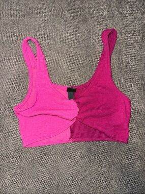 wild fable Two-Tone Pink Twist Front Crop Tank